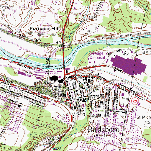Topographic Map of Birdsboro Community Memorial Center, PA