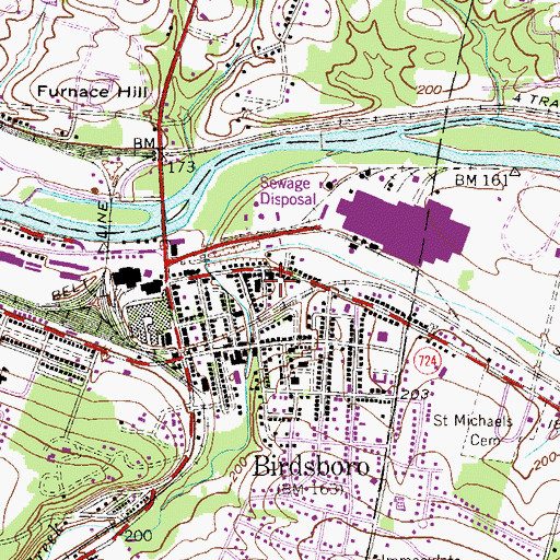 Topographic Map of Birdsboro Estates, PA