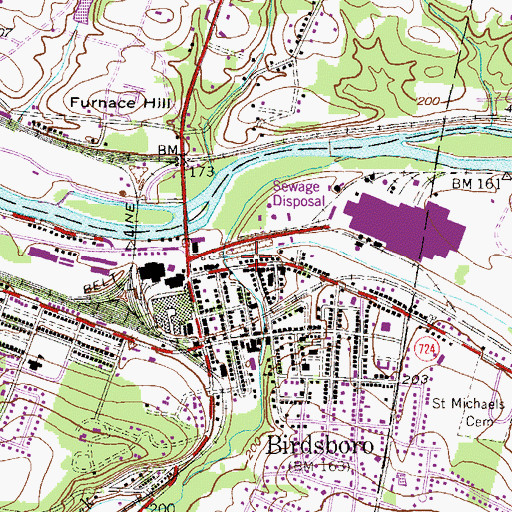 Topographic Map of Birdsboro Memorial VFW Post 411, PA