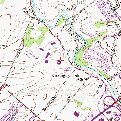 Topographic Map of Bowman Hall, PA