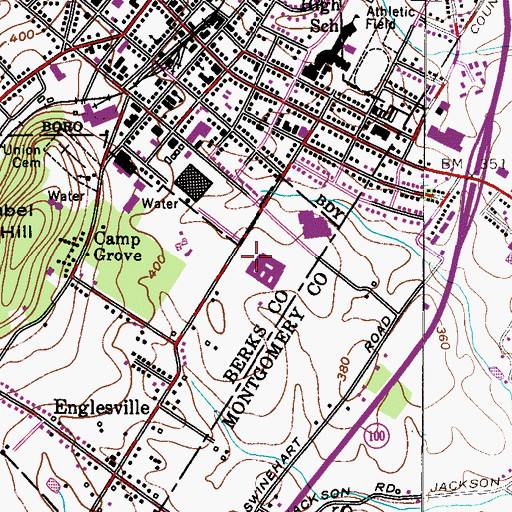 Topographic Map of Boyertown Junior High West, PA