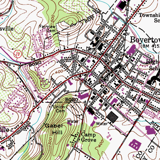 Topographic Map of Boyertown Community Ambulance Service, PA