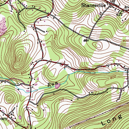 Topographic Map of Boyertown Rod and Gun Club, PA