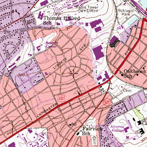 Topographic Map of Brookline, PA