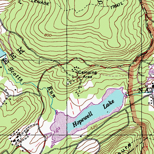 Topographic Map of Camp Clewell, PA