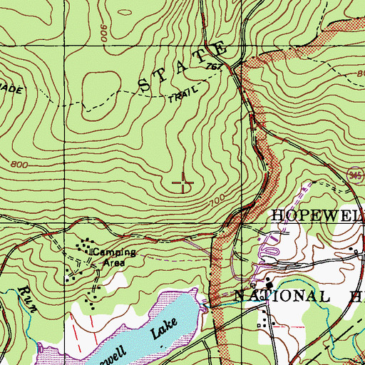Topographic Map of Colliers Trail, PA