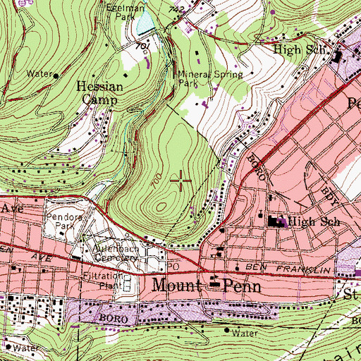 Topographic Map of Dengler Hill, PA