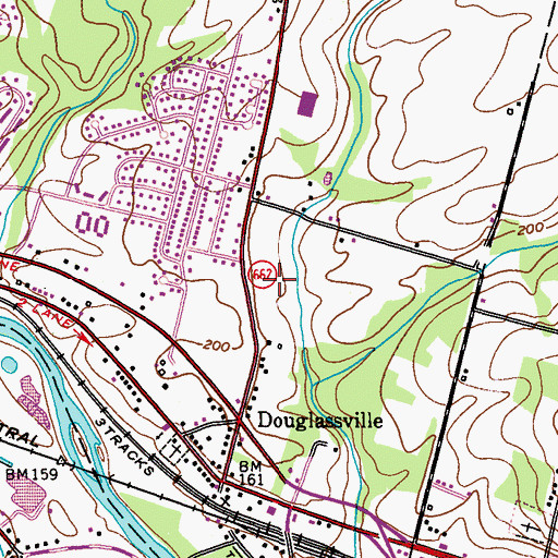 Topographic Map of Douglassville Post Office, PA