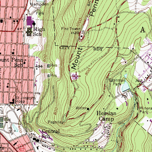 Topographic Map of Drenkel Field, PA