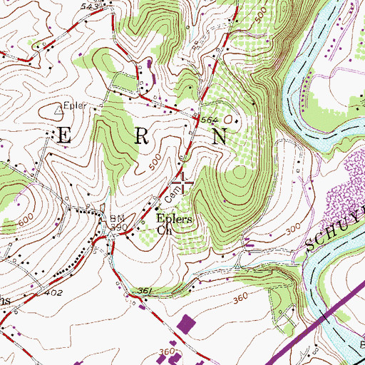 Topographic Map of Eplers Church Cemetery, PA