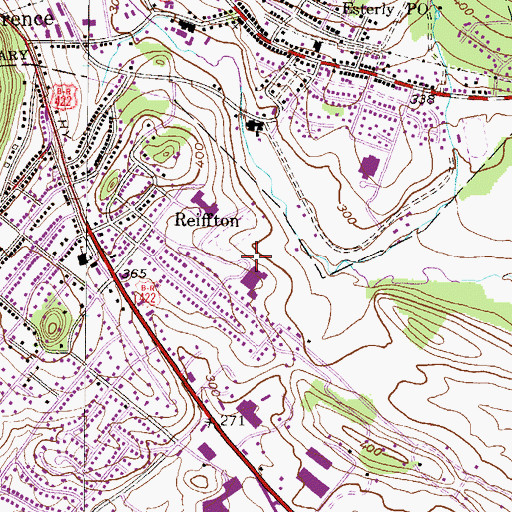 Topographic Map of Exeter Township Junior High School, PA