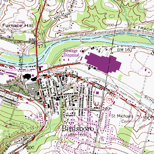 Topographic Map of Odd Fellows Hall, PA