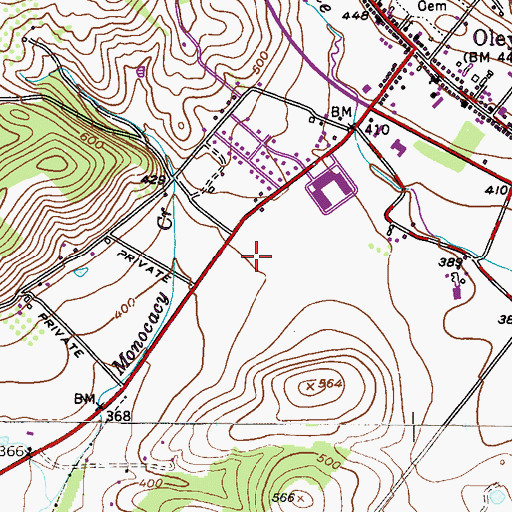 Topographic Map of Oley Valley Elementary School, PA