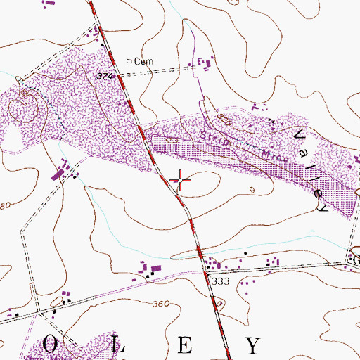Topographic Map of Oley Valley Mennonite Church, PA