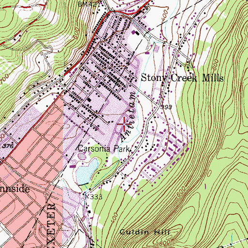 Topographic Map of Penn View Mobile Home Park, PA