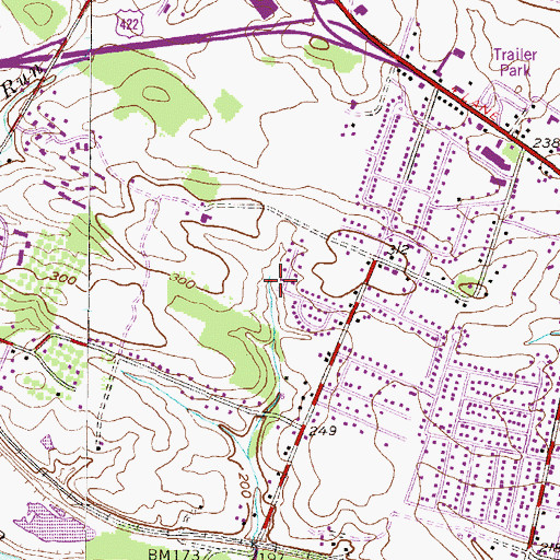 Topographic Map of Pheasant Run, PA