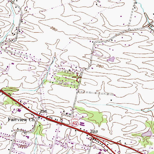 Topographic Map of Pineland, PA