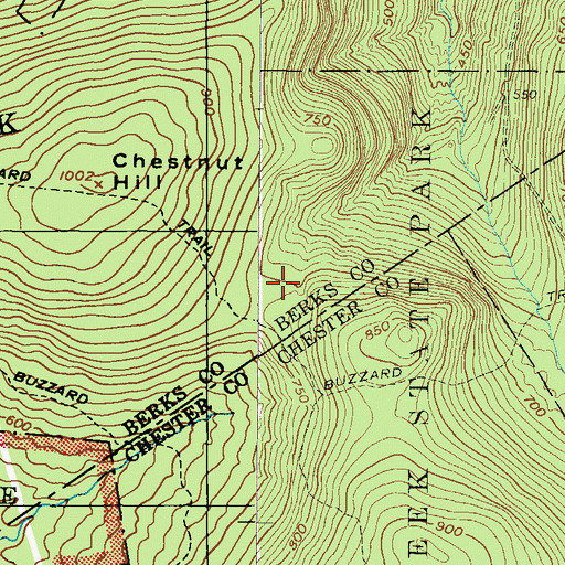 Topographic Map of Raccoon Trail, PA