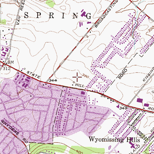 Topographic Map of Reading Hospital at Spring Ridge, PA