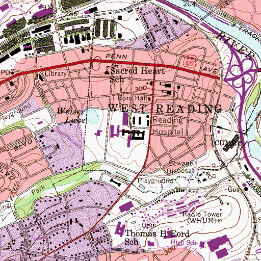 Topographic Map of Reading Hospital C Building, PA