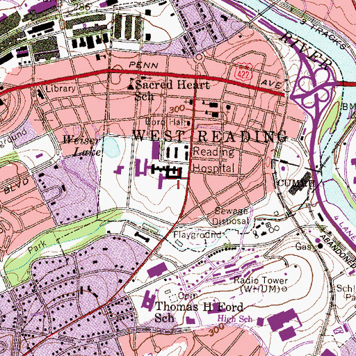 Topographic Map of Reading Hospital R Building, PA