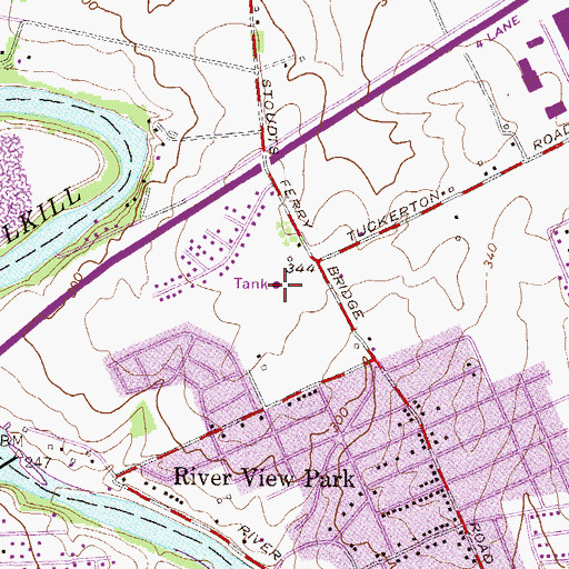 Topographic Map of Riverview Park Tank, PA