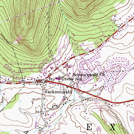 Topographic Map of Schwarzwald Cemetery, PA