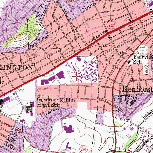 Topographic Map of Sencit Towne House Apartments, PA