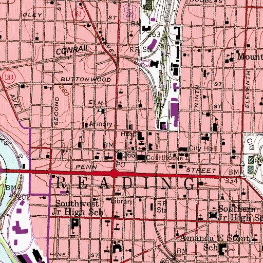 Topographic Map of Saint Josephs Medical Center, PA