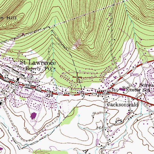 Topographic Map of Marywood, PA