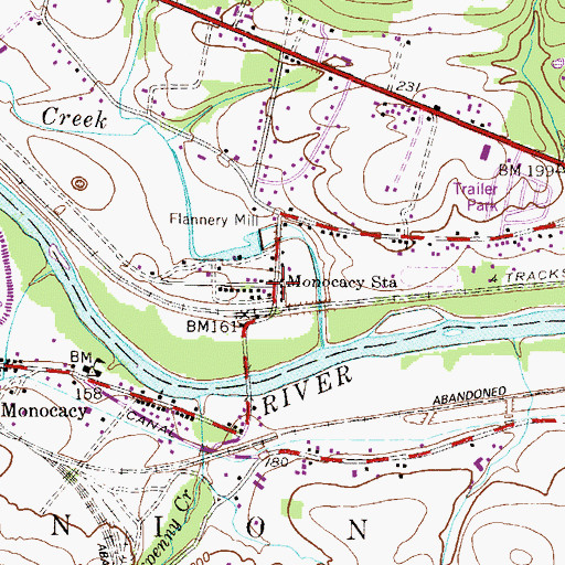 Topographic Map of Monocacy Station, PA