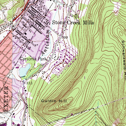 Topographic Map of Mountain Park Playground, PA