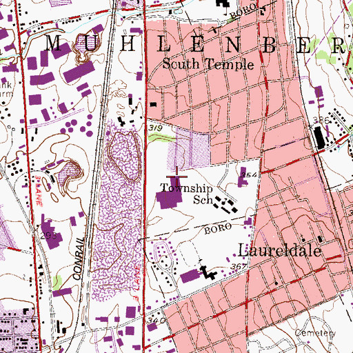 Topographic Map of Muhlenberg High School, PA