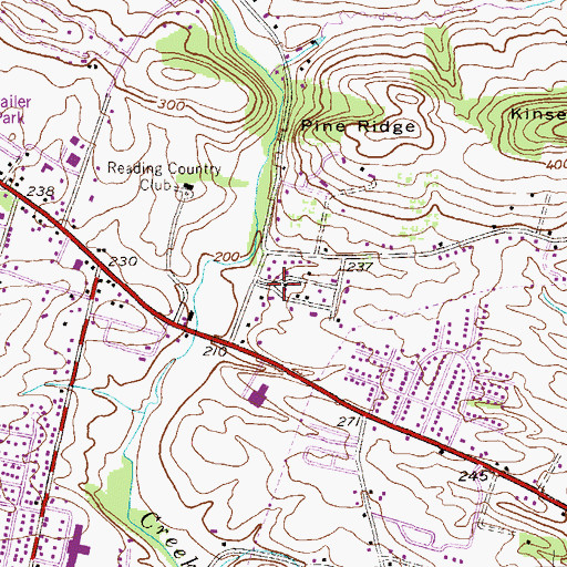 Topographic Map of Golfshire Hills, PA