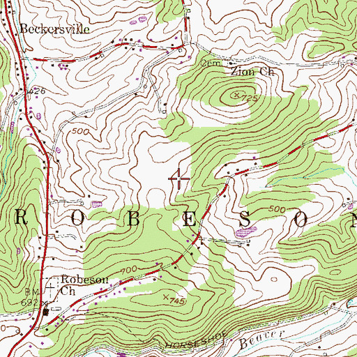 Topographic Map of Green Hills Sportsmen's Club, PA