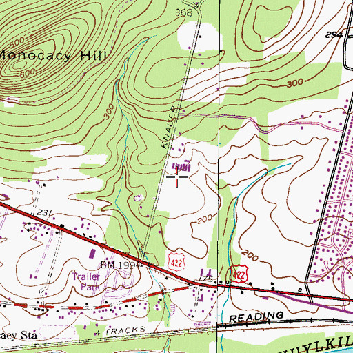 Topographic Map of Hill Road Park, PA