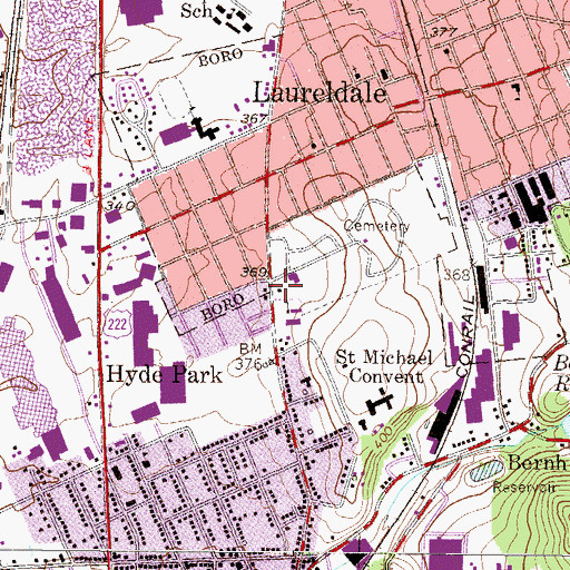 Topographic Map of Holy Guardian Angels Roman Catholic Church, PA