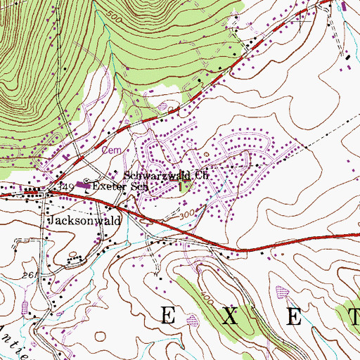 Topographic Map of Jackson Meadows, PA