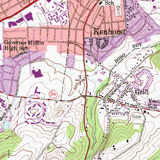 Topographic Map of Kenhorst Professional Center, PA