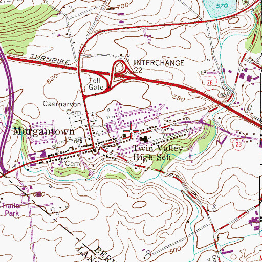 Topographic Map of Twin Valley Fire Company West Station, PA