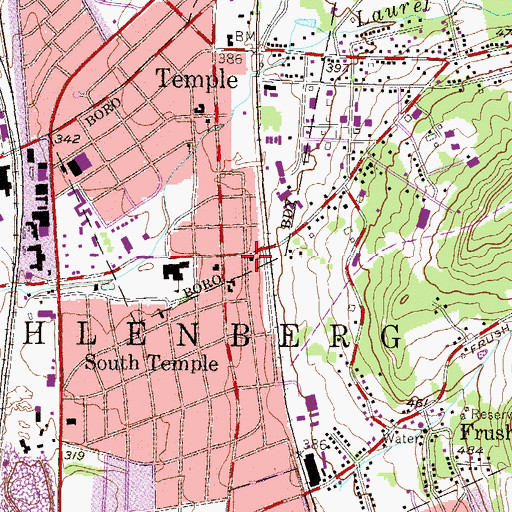 Topographic Map of Unity Church of Reading, PA