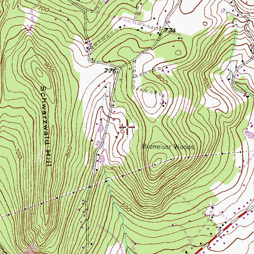 Topographic Map of Wyndham Hill, PA