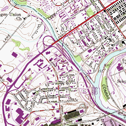 Topographic Map of Wynnewood Park Apartments, PA