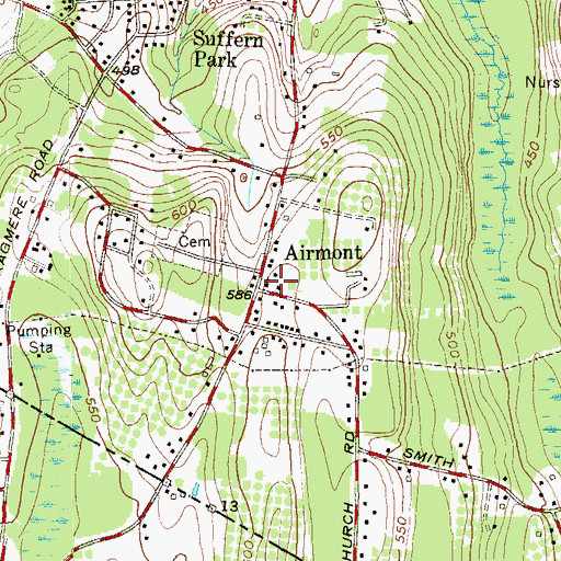 Topographic Map of Christ Evangelical Lutheran Church, NY