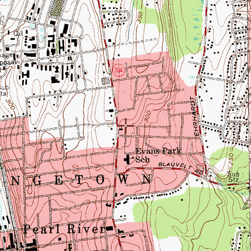 Topographic Map of Pearl River Seventh Day Adventist School, NY