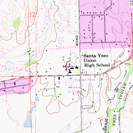 Topographic Map of Santa Ynez Valley Union High School, CA