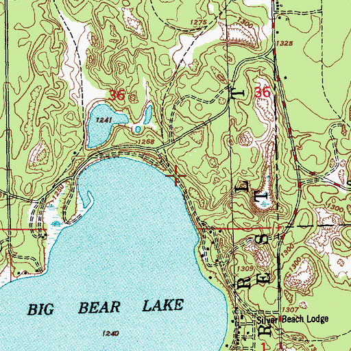 Topographic Map of Big Bear Lake State Forest Campground, MI