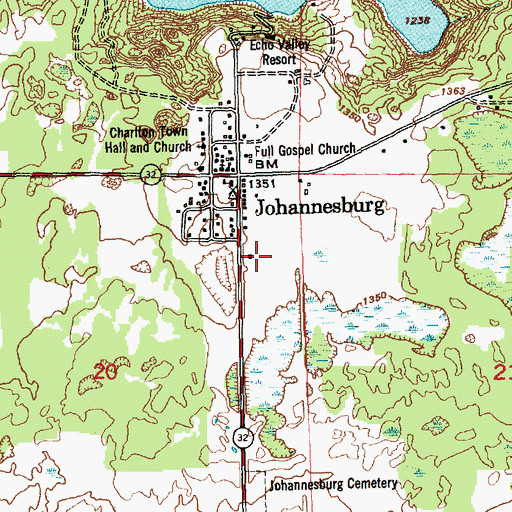 Topographic Map of Johannesburg-Lewiston High School, MI