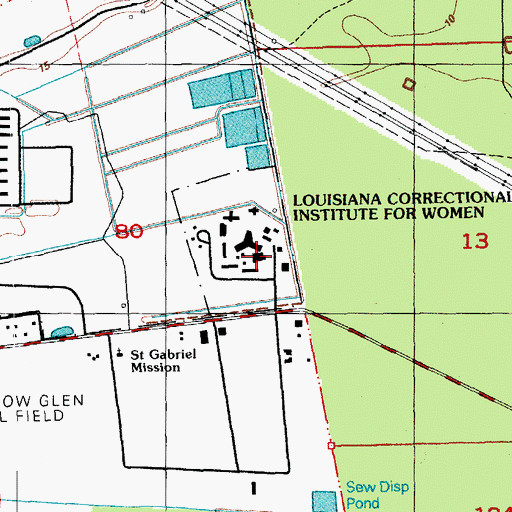 Topographic Map of Louisiana Correctional Institute for Women Special Services District Facility, LA