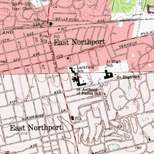 Topographic Map of Saint Anthony Padua Roman Catholic Church, NY